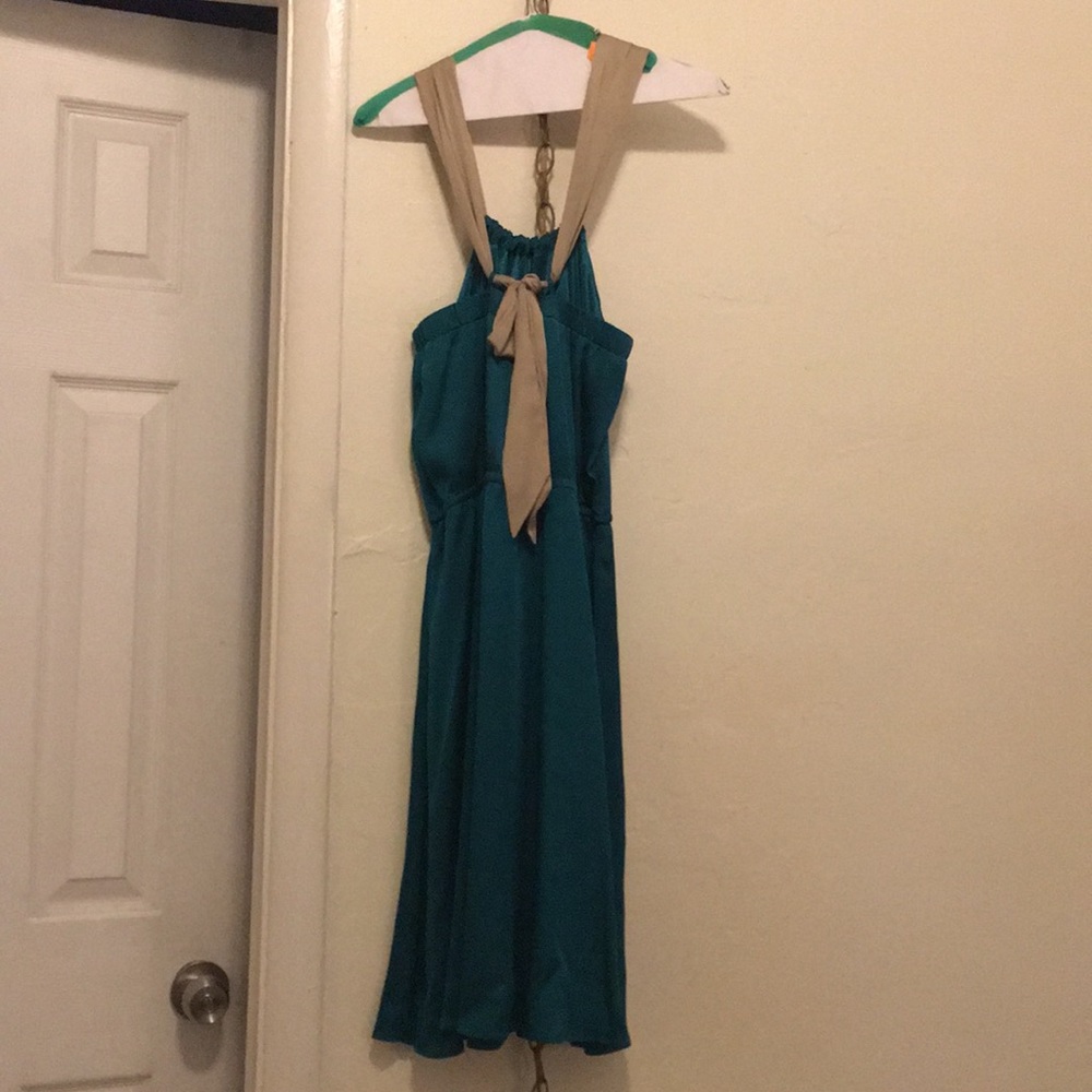 Emerald green dress.